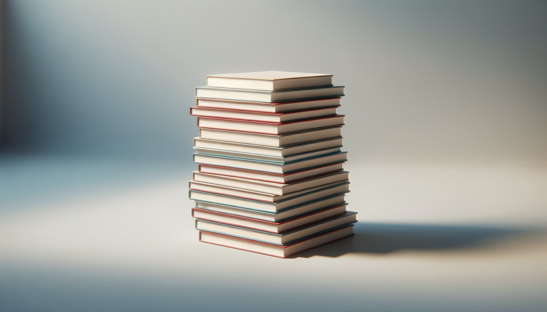 A tall stack of hardcover books